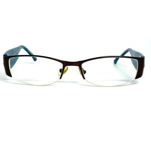 Koali Morel France 6566K Brown Teal Semi Rimless  Eyeglass Frames 52-17